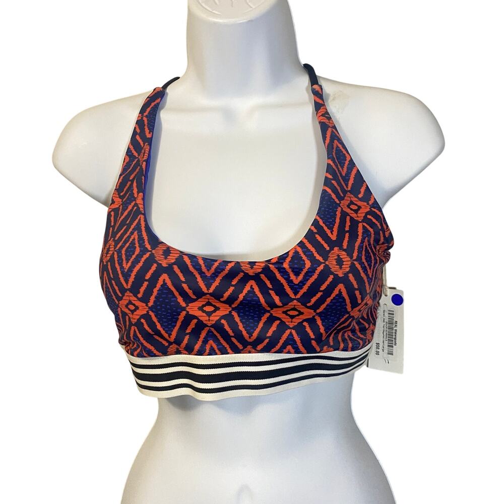 Sensi Graves NWT Deb Bikini Top Seychelles Blue Orange Ikat Pattern Sz L